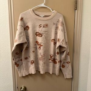 Tea n Rose Floral Tan Sweater